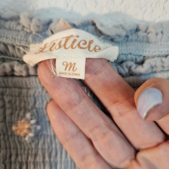 Listicle womens med blue pink florets cottagecore midi dress 100% cotton lined - Picture 4 of 7